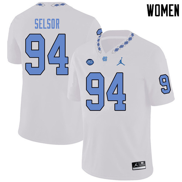 Jordan Brand Women #94 Michael Selsor North Carolina Tar Heels College Football Jerseys Sale-White